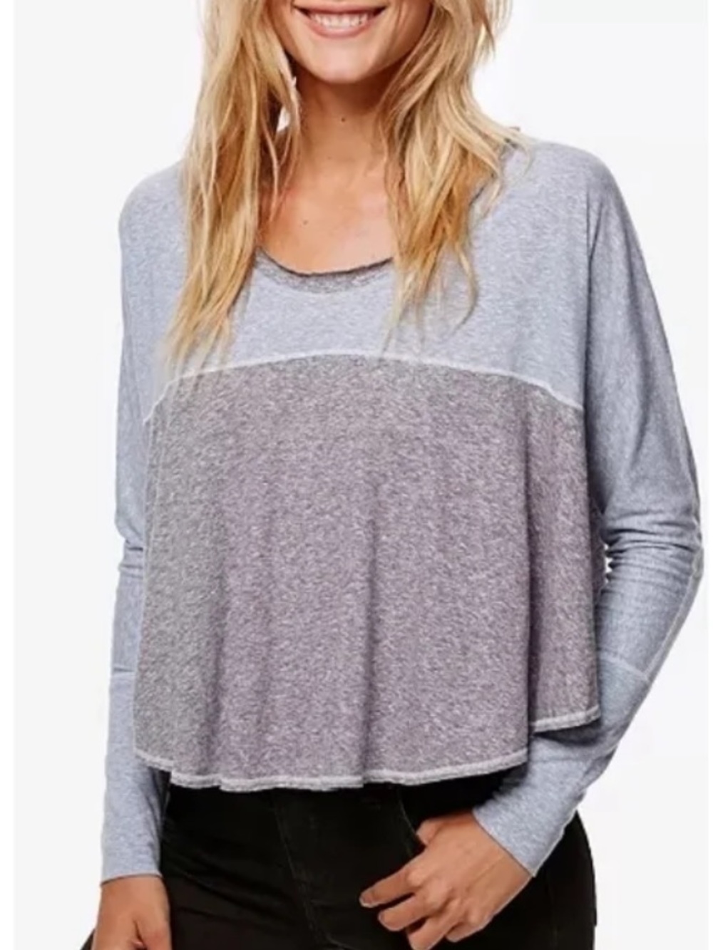 We The Free Cloud Nine Colourblock Tee Blue Grey Oversized M